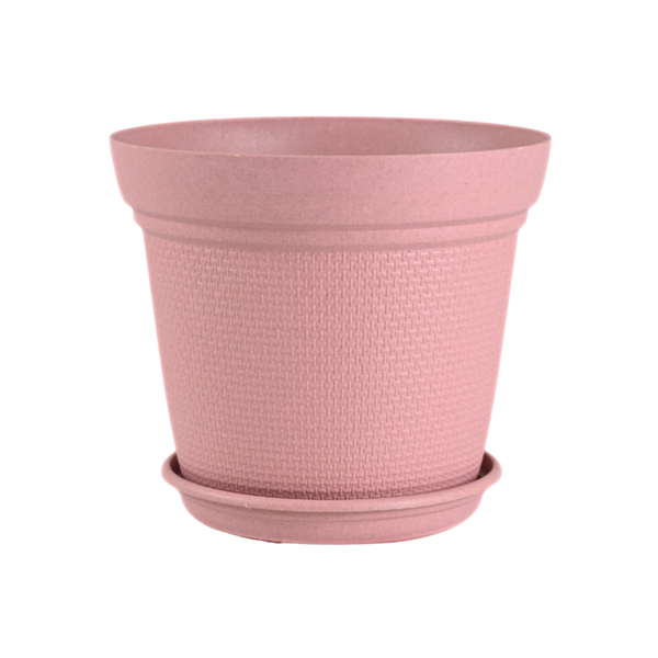 Aura Planter – 8" Woven Texture Pot with Saucer For Home & Office