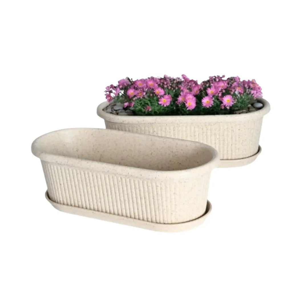 Regalia Rectangular Planter 12" Pot with Saucer for Garden killi ecolifstyle