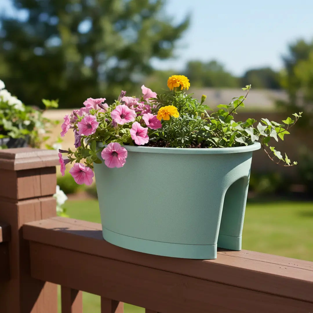 Oval Railing Planter Ideal for Home & office Balcony killi ecolifstyle