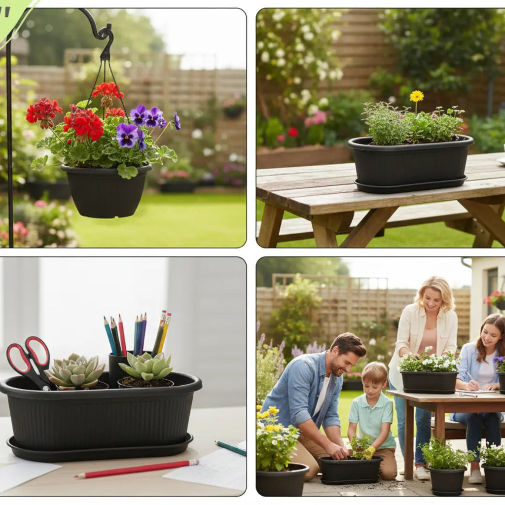 Regalia Rectangular Planter 12" Pot with Saucer for Garden killi ecolifstyle