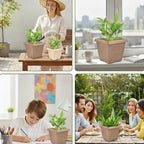Bella Natural Square Planter (8 Inch) Fiber Clay Pot Container for Indoor and Outdoor Plants killi ecolifstyle