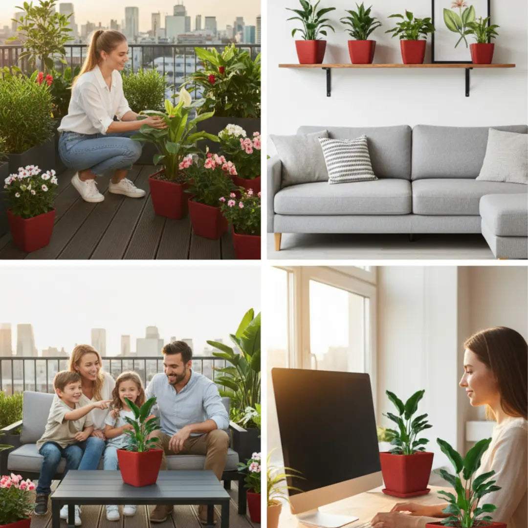 Daisy Square Planter – 7" Pot for Small Indoor or Outdoor Plants killi ecolifstyle