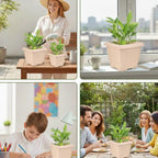 Bella Natural Square Planter (8 Inch) Fiber Clay Pot Container for Indoor and Outdoor Plants killi ecolifstyle