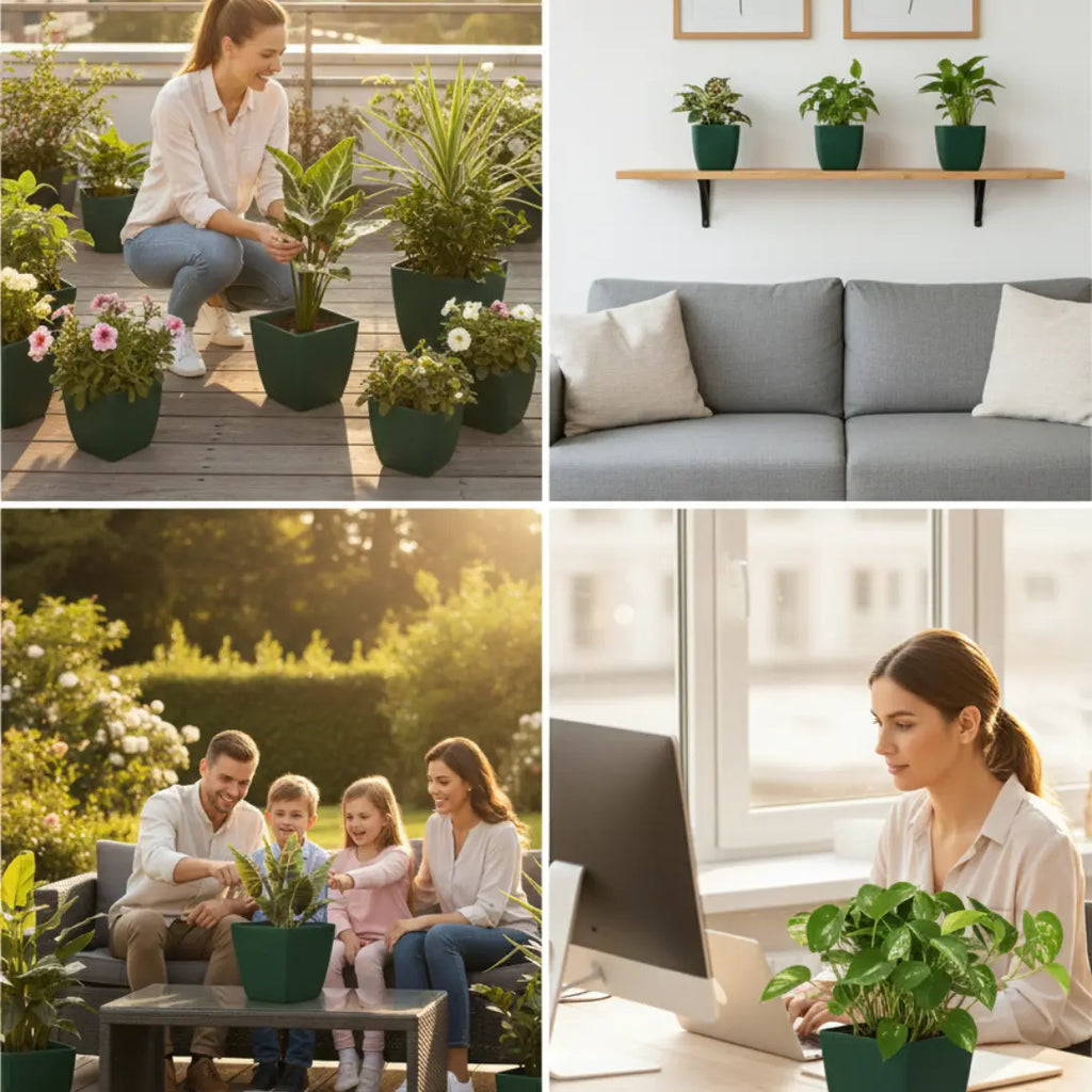 Daisy Square Planter – 7" Pot for Small Indoor or Outdoor Plants killi ecolifstyle