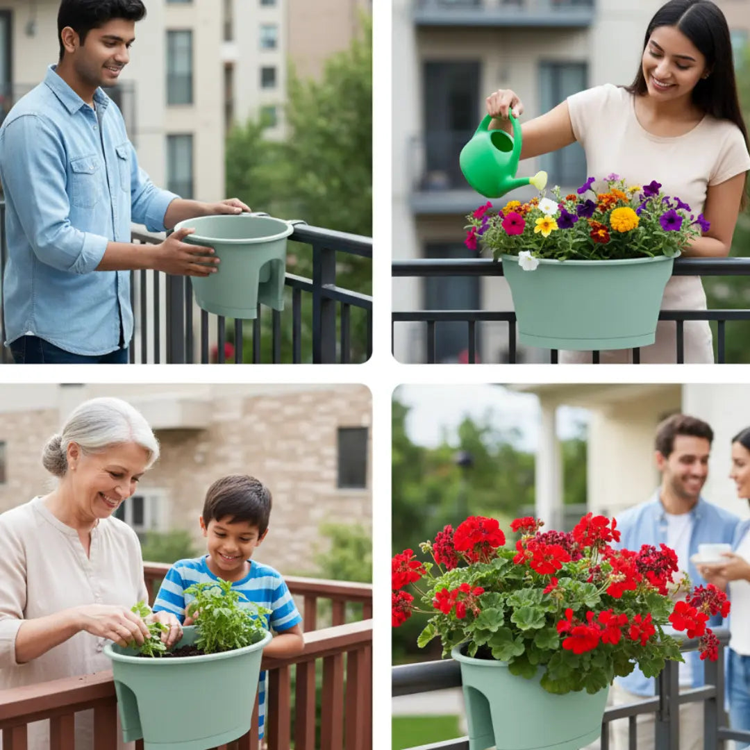 Oval Railing Planter Ideal for Home & office Balcony killi ecolifstyle