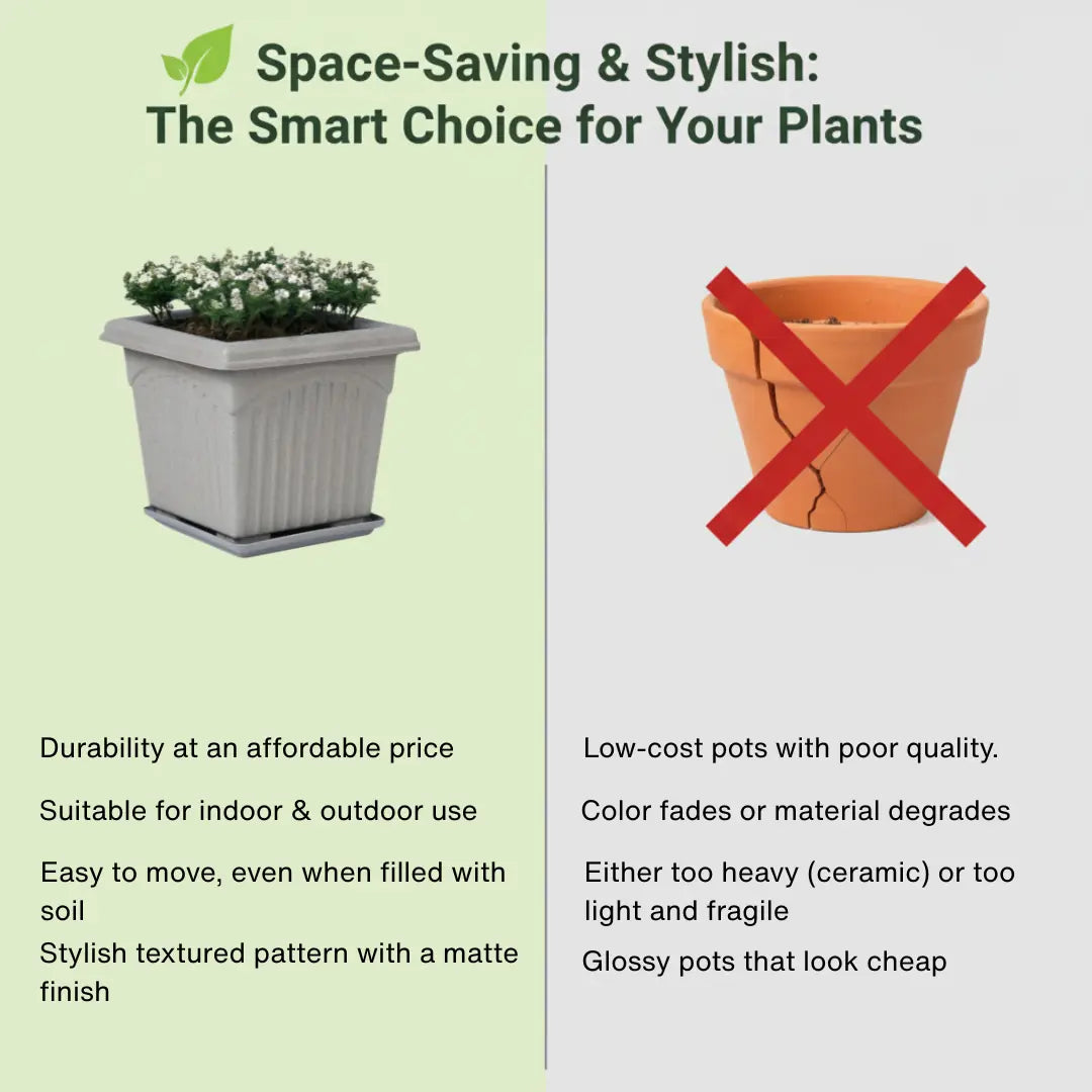 Archway Square Planter – Modern Design 10" Pot with Saucer Perfect for Indoor or Outdoor Plants killi ecolifstyle