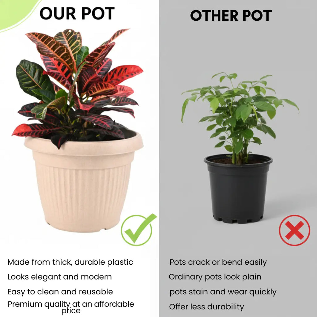 Natural Round Planter (10 Inch) Fiber Clay Pot for Indoor and Outdoor Plants killi ecolifstyle