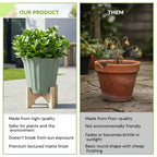 Ace Fluted Planter 7" Decorative Pot with Saucer For Home Garden killi ecolifstyle