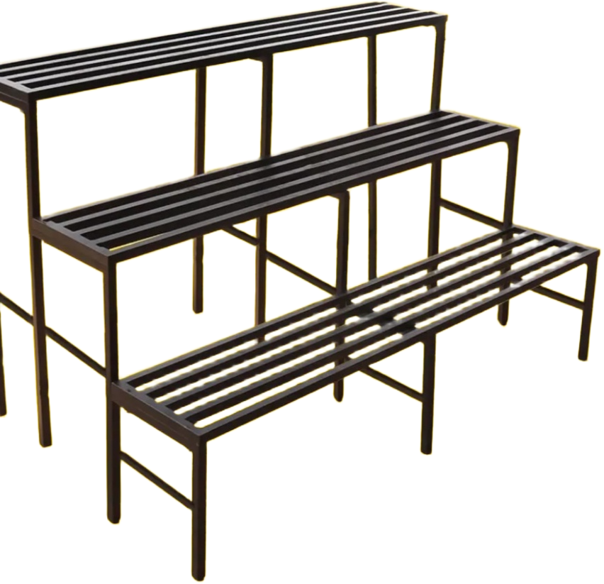 3-Tier Black Metal Stair-Step Plant Stand for Patio, Balcony, and Garden Spaces