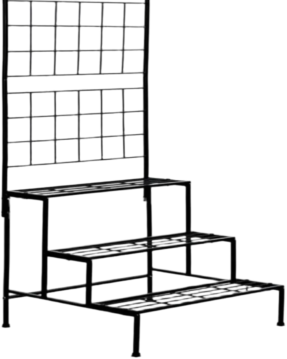 3-Tier Black Metal Stair-Step Plant Stand for Patio, Balcony, and Garden Spaces
