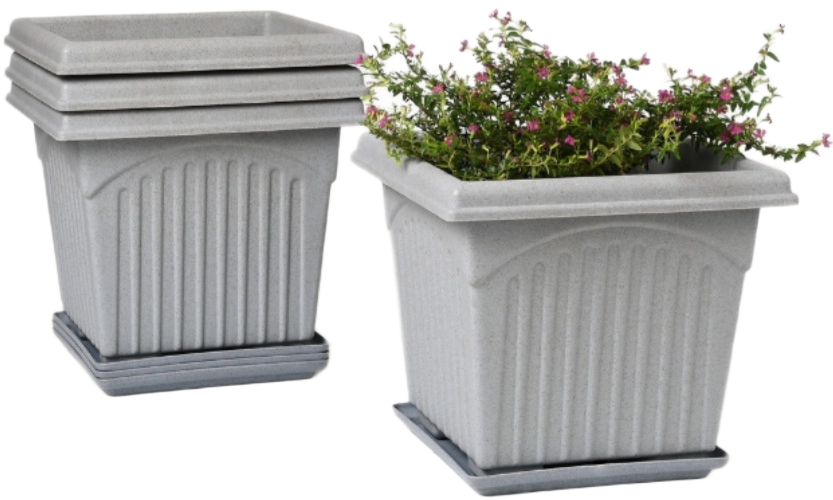 Archway Square Planter – Modern Design 10" Pot with Saucer Perfect for Indoor or Outdoor Plants