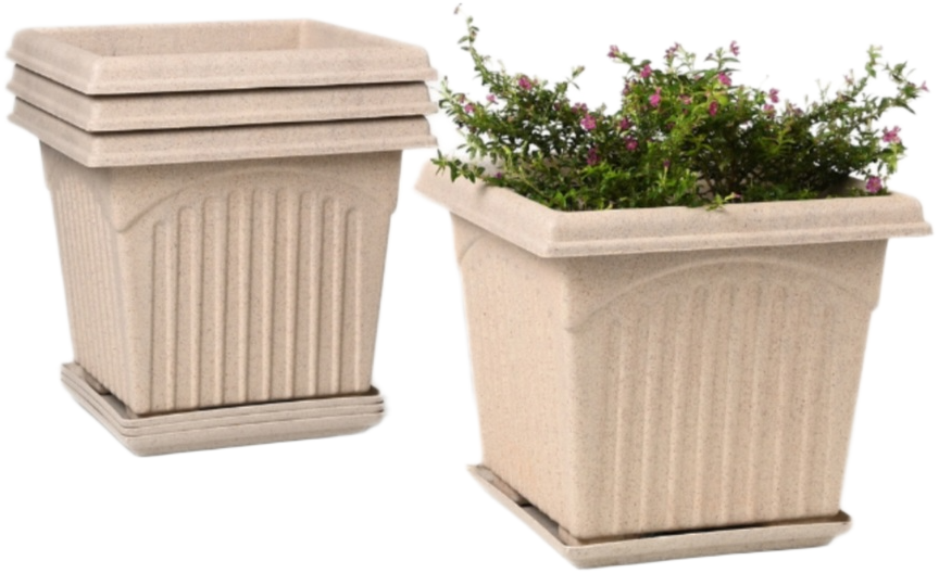 Archway Square Planter – Modern Design 10" Pot with Saucer Perfect for Indoor or Outdoor Plants