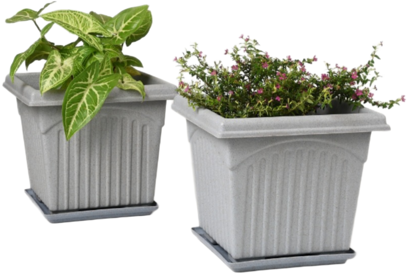 Archway Square Planter – Modern Design 10" Pot with Saucer Perfect for Indoor or Outdoor Plants