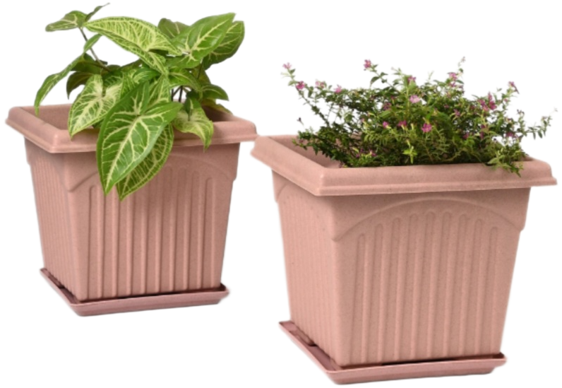 Archway Square Planter – Modern Design 10" Pot with Saucer Perfect for Indoor or Outdoor Plants