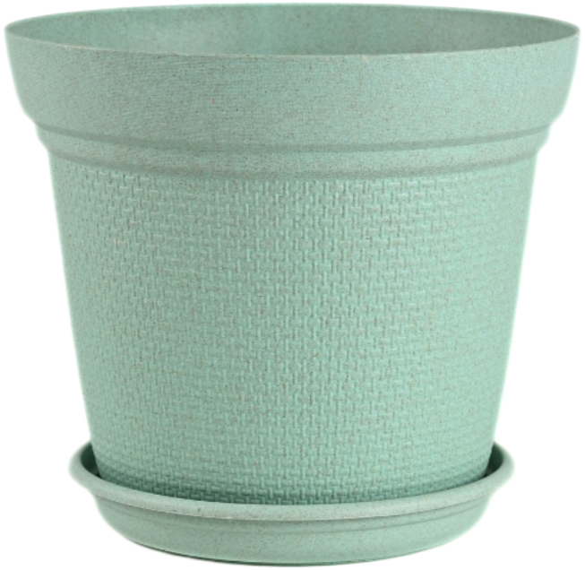 Aura Planter – 8" Woven Texture Pot with Saucer For Home & Office