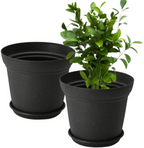 Aura Planter – 8" Woven Texture Pot with Saucer For Home & Office