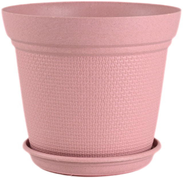 Aura Planter – 8" Woven Texture Pot with Saucer For Home & Office