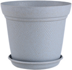 Aura Planter – 8" Woven Texture Pot with Saucer For Home & Office