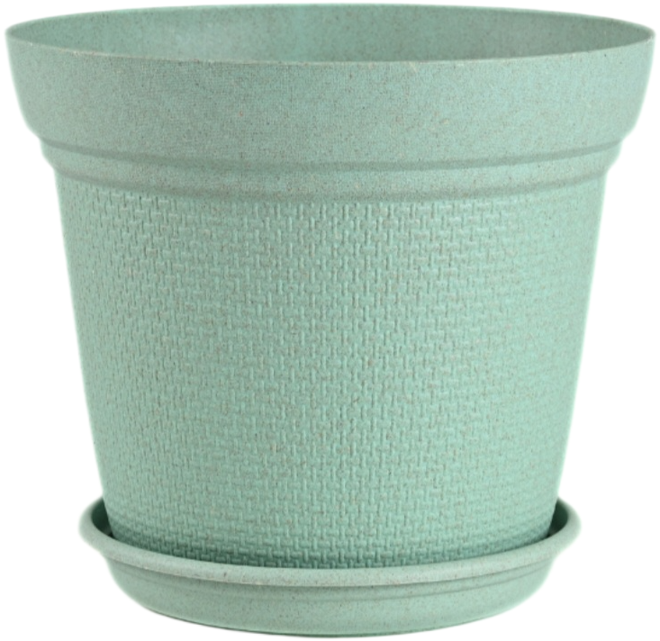 Aura Planter – 8" Woven Texture Pot with Saucer For Home & Office