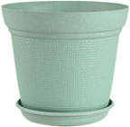 Aura Planter – 8" Woven Texture Pot with Saucer For Home & Office