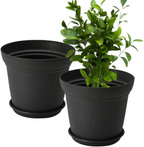 Aura Planter – 8" Woven Texture Pot with Saucer For Home & Office