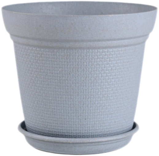 Aura Planter – 8" Woven Texture Pot with Saucer For Home & Office