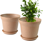 Aura Planter – 8" Woven Texture Pot with Saucer For Home & Office
