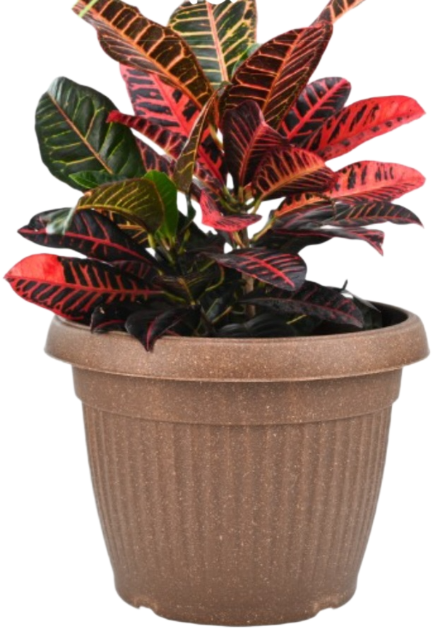 Natural Round Planter (10 Inch) Fiber Clay Pot for Indoor and Outdoor Plants