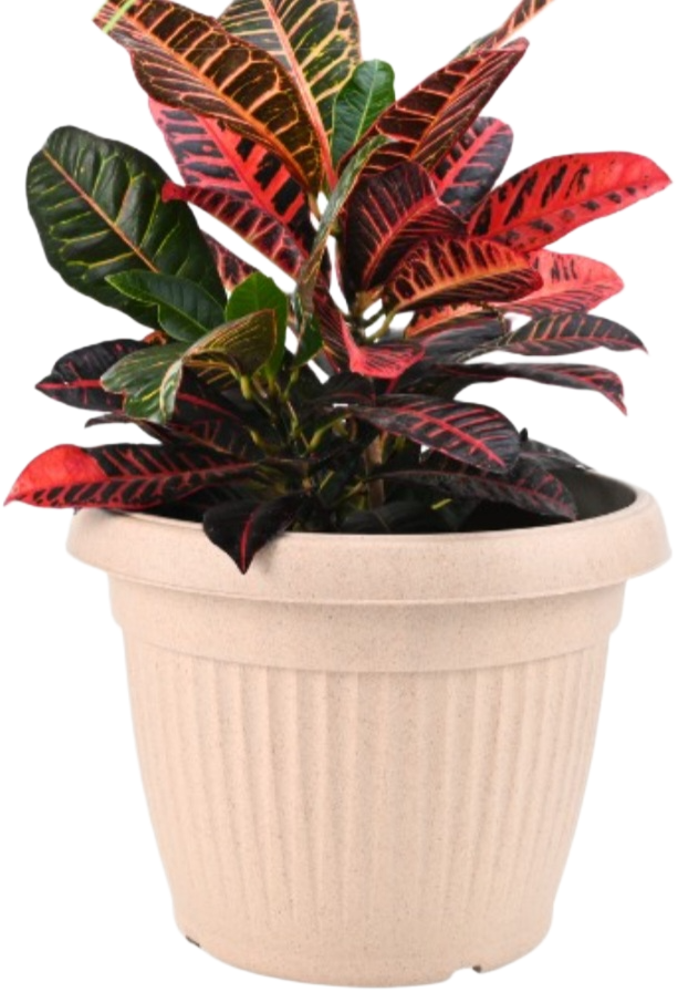 Natural Round Planter (10 Inch) Fiber Clay Pot for Indoor and Outdoor Plants