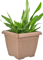 Bella Natural Square Planter (8 Inch) Fiber Clay Pot Container for Indoor and Outdoor Plants