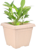 Bella Natural Square Planter (8 Inch) Fiber Clay Pot Container for Indoor and Outdoor Plants