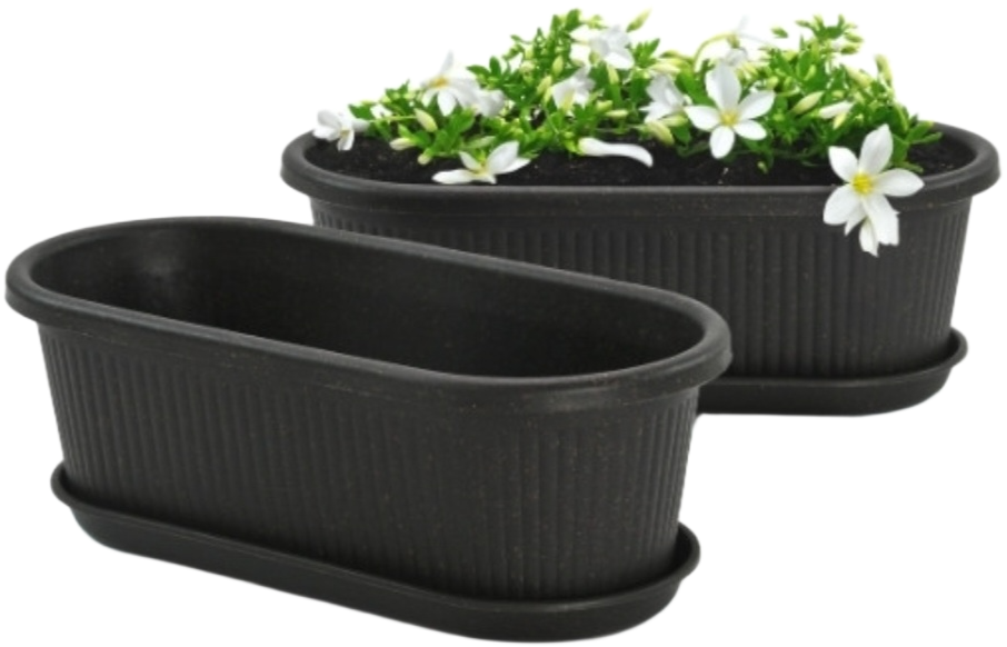Regalia Rectangular Planter 12" Pot with Saucer for Garden