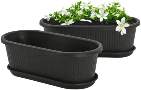 Regalia Rectangular Planter 12" Pot with Saucer for Garden