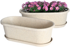 Regalia Rectangular Planter 12" Pot with Saucer for Garden