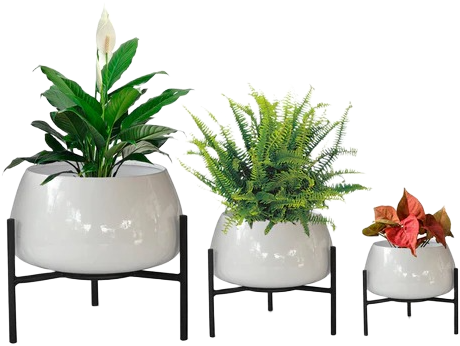 Modern Black Metal Tunnel Plant Stand Set (2-Pack) Pot for Indoor and Outdoor Use
