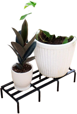 Rectangular Low-Profile Black Metal Plant Stand/Riser Ideal for Planters on Patios
